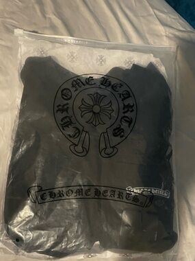 Chrome Hearts Black Long Sleeve Logo Pocket Tee with White Sleeve Script